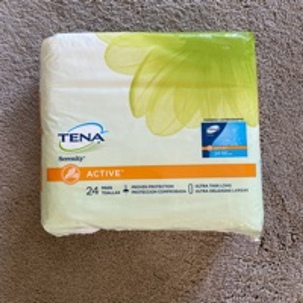 TENA Serenity Active Pads, 24 Count, White/Green